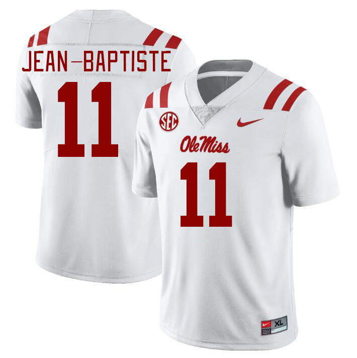 Men #11 Jeremiah Jean-Baptiste Ole Miss Rebels College Football Jerseys Stitched Sale-White